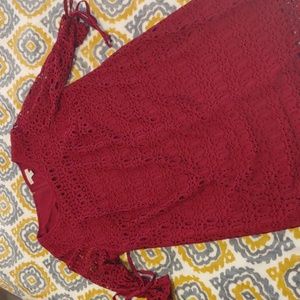 Dress Barn Red Lace Knit Midi Dress